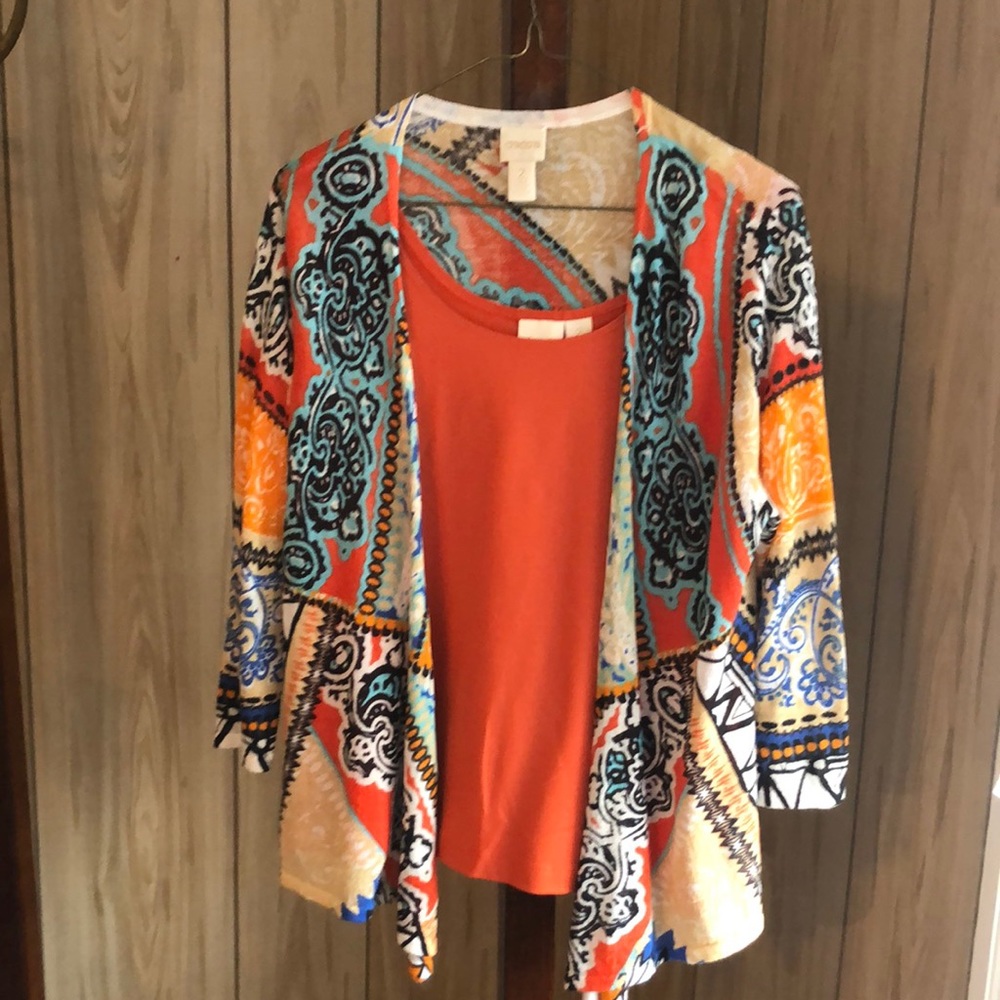 Chicos size 2(14) cardigan and tank top. Very good condition.